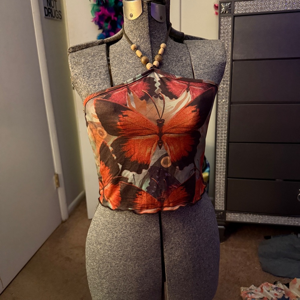 Butterfly Print Halter Top